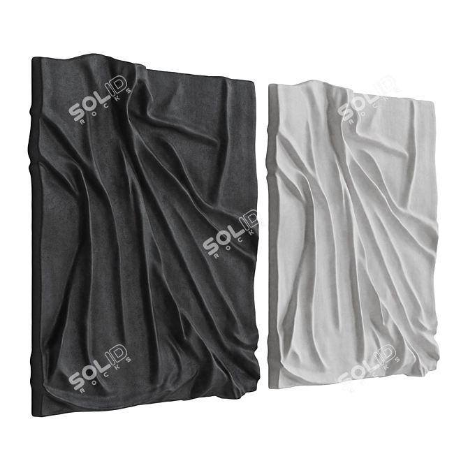 Elegant Drapery Wall Art Panel 3D model image 4