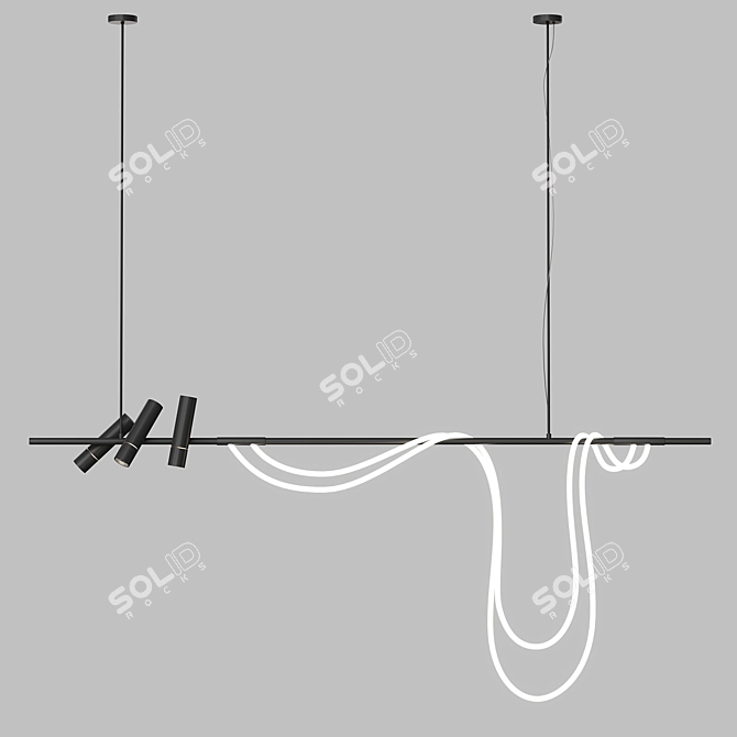 Modern Linear LED Tube Chandelier 3D model image 2