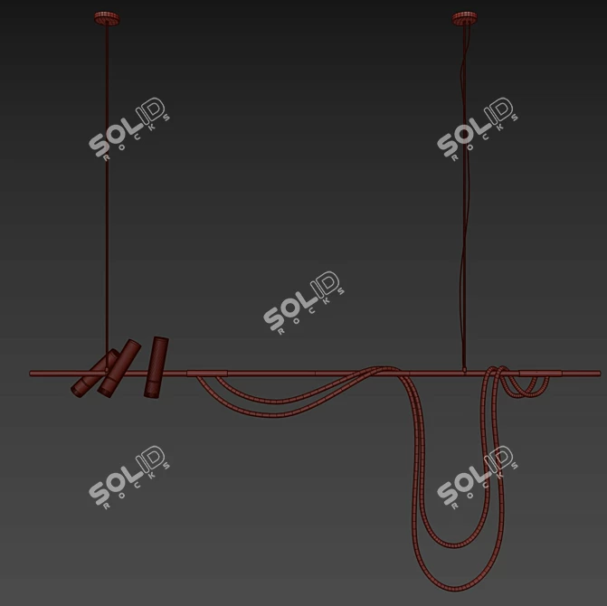 Modern Linear LED Tube Chandelier 3D model image 6