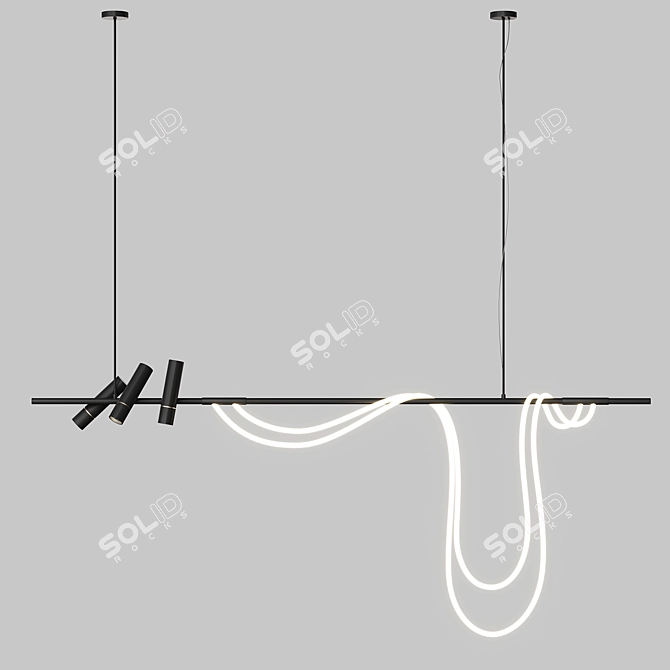 Modern Linear LED Tube Chandelier 3D model image 7