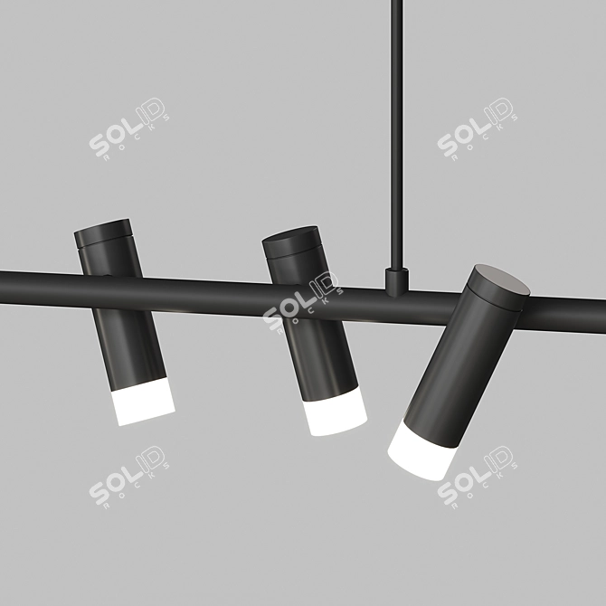 Modern Linear LED Tube Chandelier 3D model image 11