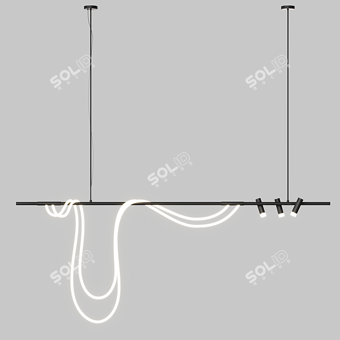 Modern Linear LED Tube Chandelier 3D model image 16