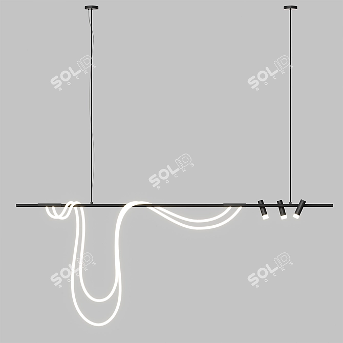 Modern Linear LED Tube Chandelier 3D model image 19