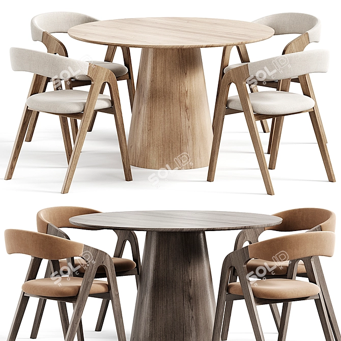 Elegant Monti Chair and Lori Dining Table 3D model image 1