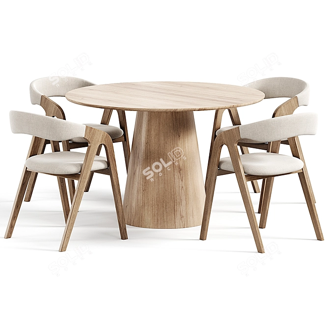 Elegant Monti Chair and Lori Dining Table 3D model image 2