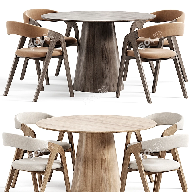 Elegant Monti Chair and Lori Dining Table 3D model image 5