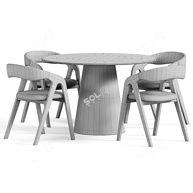 Elegant Monti Chair and Lori Dining Table 3D model image 6