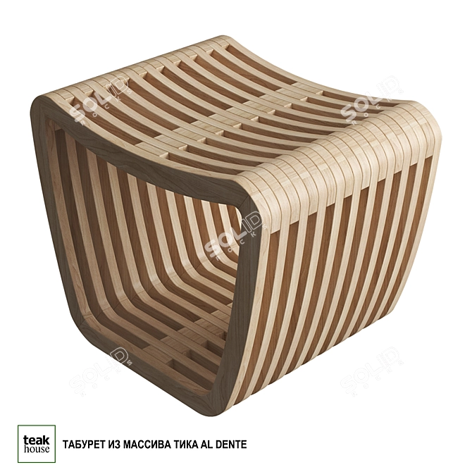 Teak AL DENTE Stool 3D model image 1