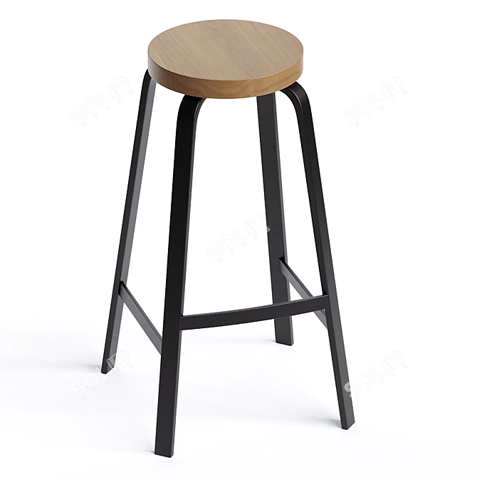 Solid Wood Counter Stool White 3D model image 2