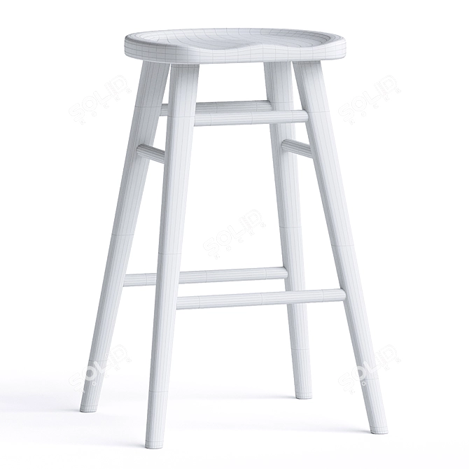 Scandi Timber Barstool, Modern Design 3D model image 5