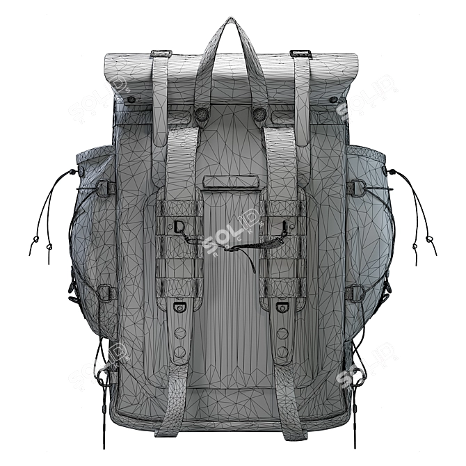 Handmade Rustic Leather Backpack 3D model image 12