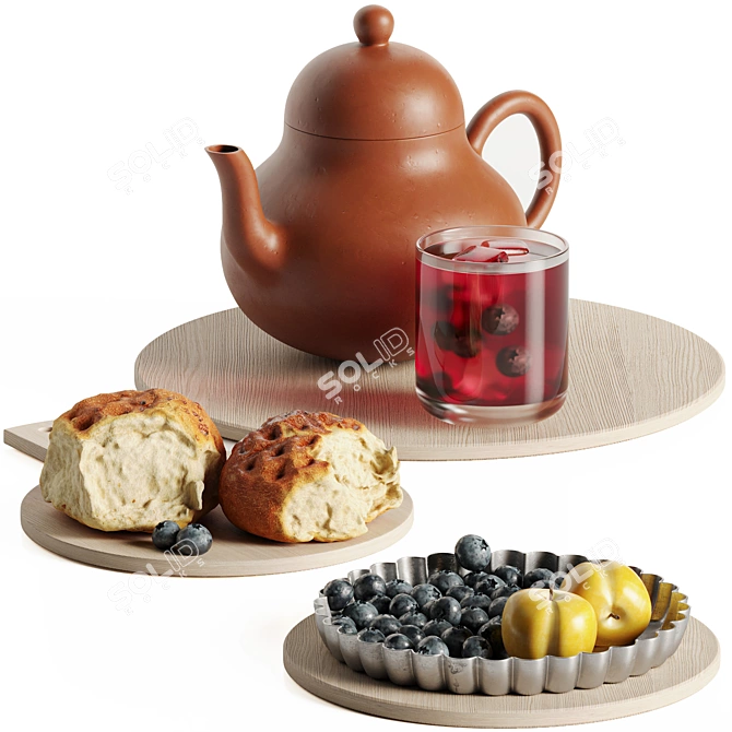 Blueberry Bliss Decorative Tea Set 3D model image 1