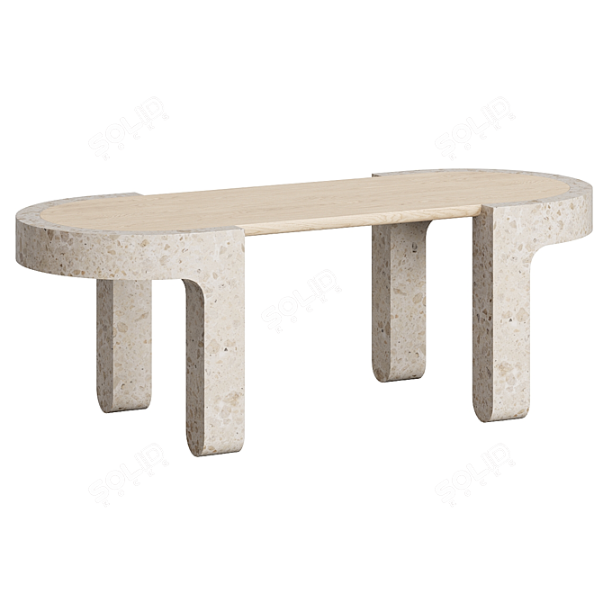 Elegant Marble Wood Coffee Table 3D model image 2