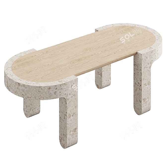 Elegant Marble Wood Coffee Table 3D model image 4