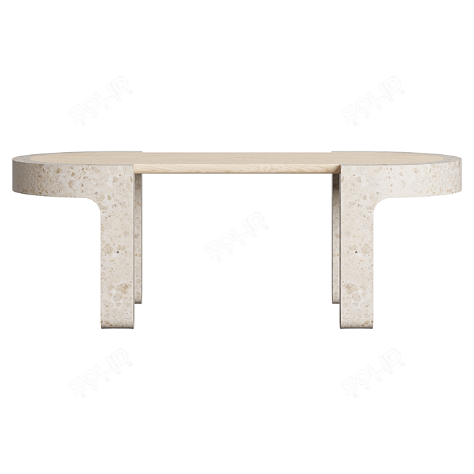 Elegant Marble Wood Coffee Table 3D model image 5