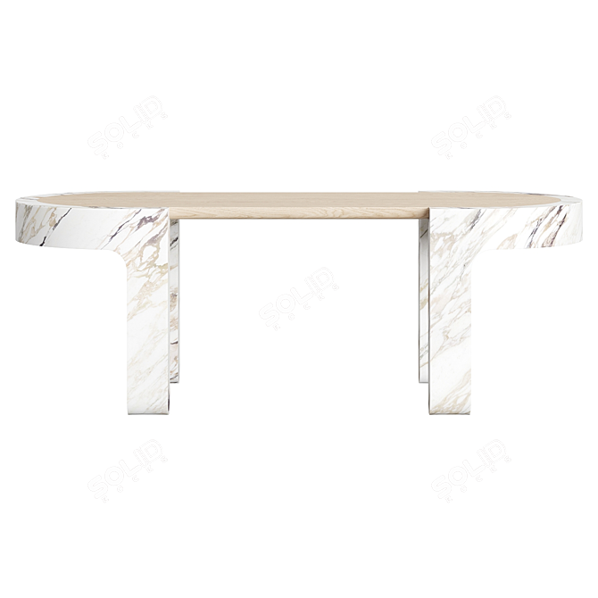 Elegant Marble Wood Coffee Table 3D model image 6