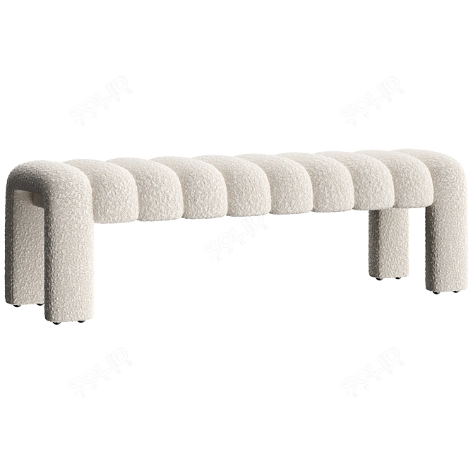 Stylish Willis Bench Boucle Natural 3D model image 1