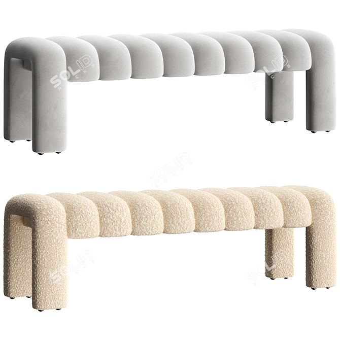 Stylish Willis Bench Boucle Natural 3D model image 6