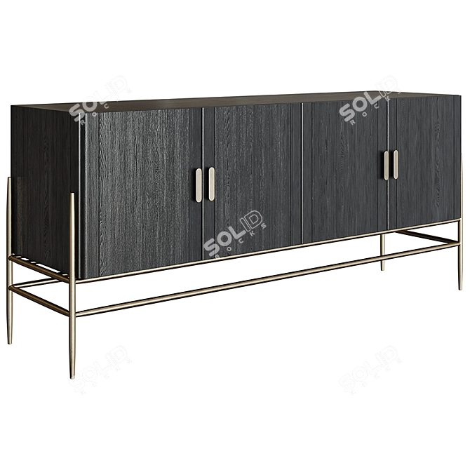 Rustic TV Stand Smooth Model 3D model image 1