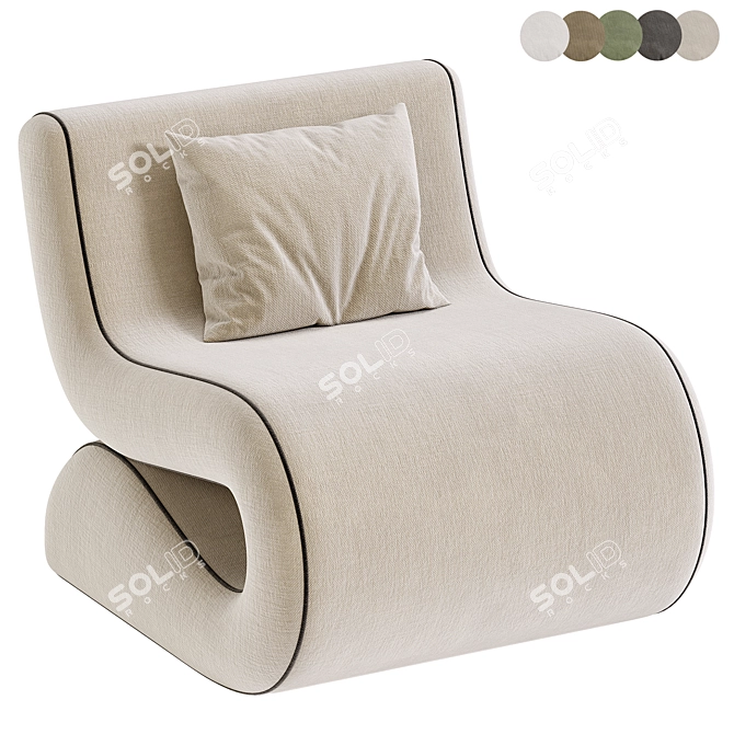 Modern Upholstered Accent Chair 3D model image 1