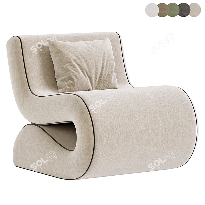 Modern Upholstered Accent Chair 3D model image 2