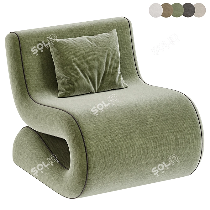 Modern Upholstered Accent Chair 3D model image 3