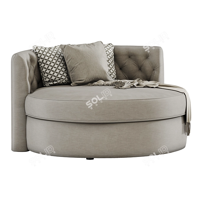 Elegant Gray Upholstered Round Sofa 3D model image 3