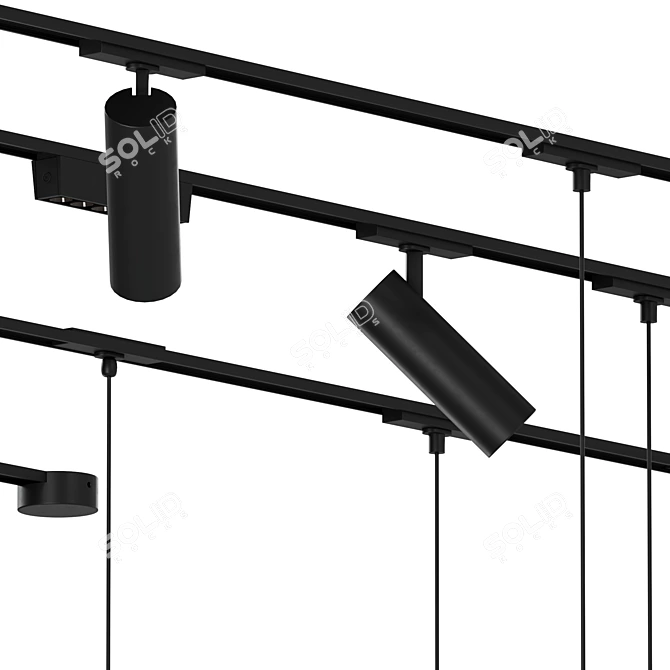 Trilo Track Lighting Set with Multiple Fixtures 3D model image 3