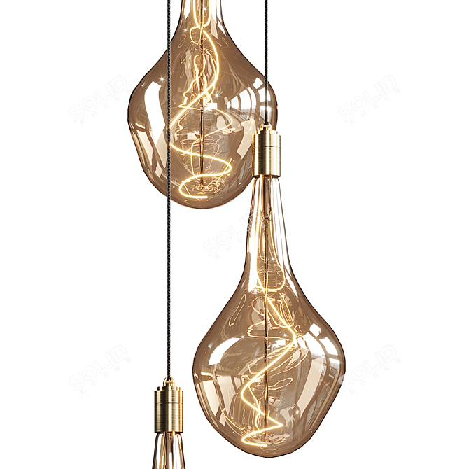 Triple Pendant Voronoi Lamp 620mm 3D model image 3