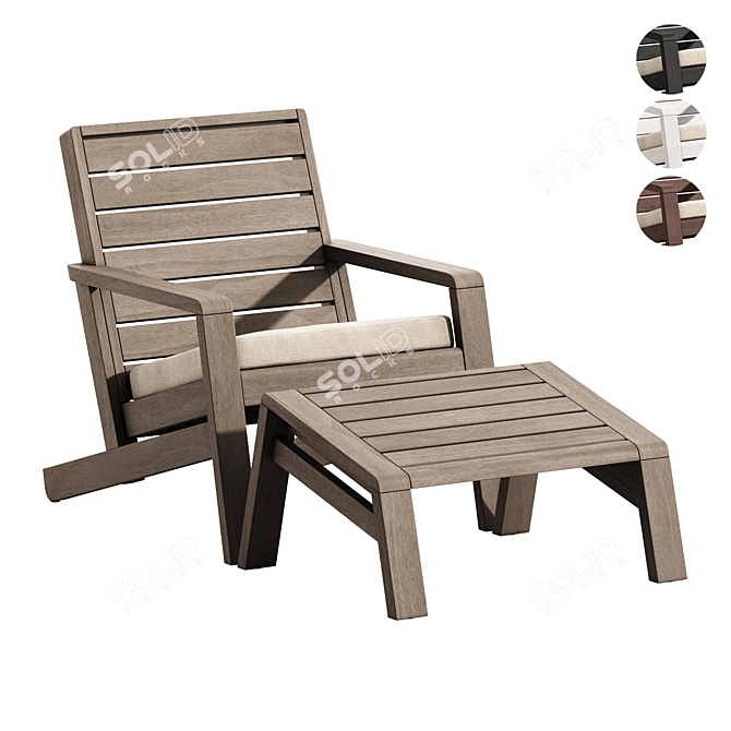 Solid Wood Adirondack Chair Set 3D model image 1