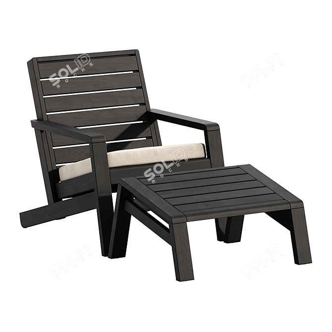 Solid Wood Adirondack Chair Set 3D model image 2