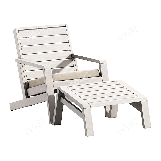 Solid Wood Adirondack Chair Set 3D model image 3