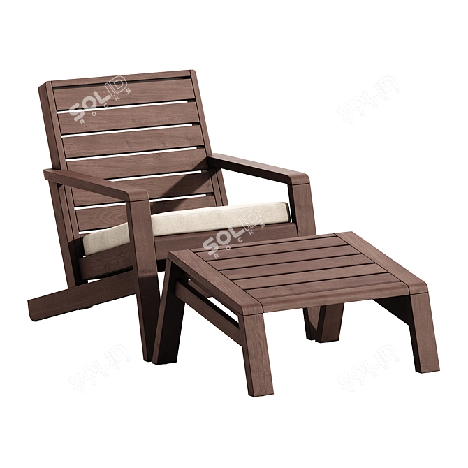 Solid Wood Adirondack Chair Set 3D model image 4