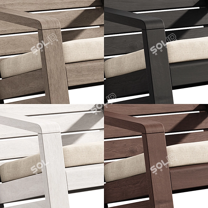 Solid Wood Adirondack Chair Set 3D model image 5