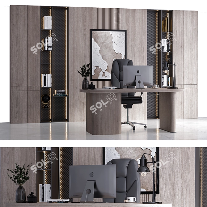 Modern Boss Desk 3D Model 3D model image 2