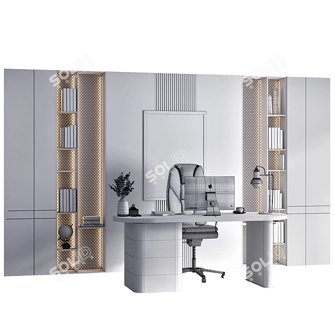 Modern Boss Desk 3D Model 3D model image 6