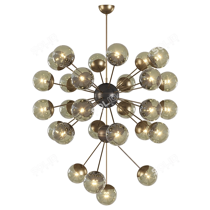 Elegant Italian Brass Chandelier 3D model image 3