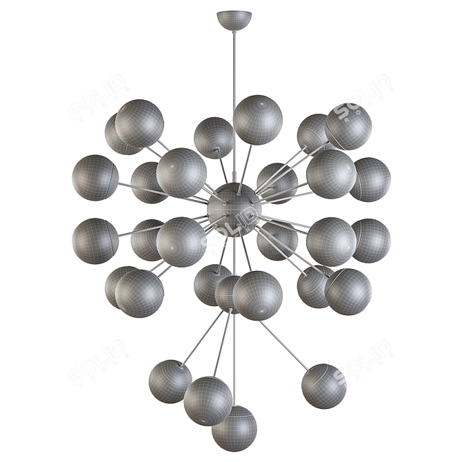 Elegant Italian Brass Chandelier 3D model image 7