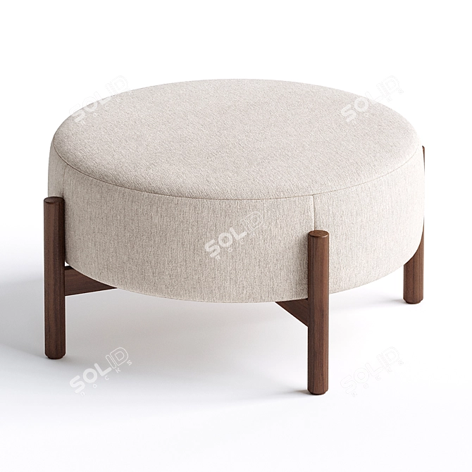 Handcrafted Santo Round Ottoman 3D model image 2