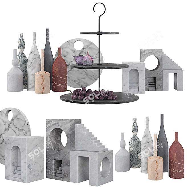 Elegant Morandi-inspired Decor Set 3D model image 1