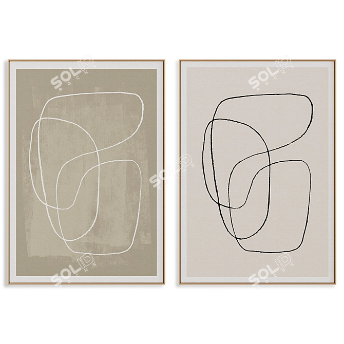 Modern Abstract Frame Set Art 3D model image 1