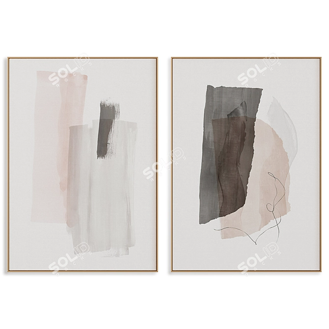 Abstract Texture Painting Frame Set 3D model image 1