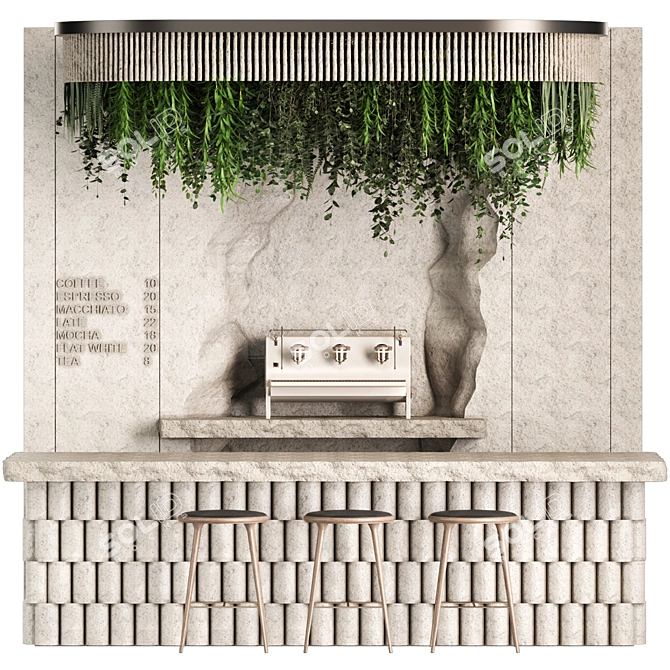 Reception Desk with Hanging Plants 3D model image 1