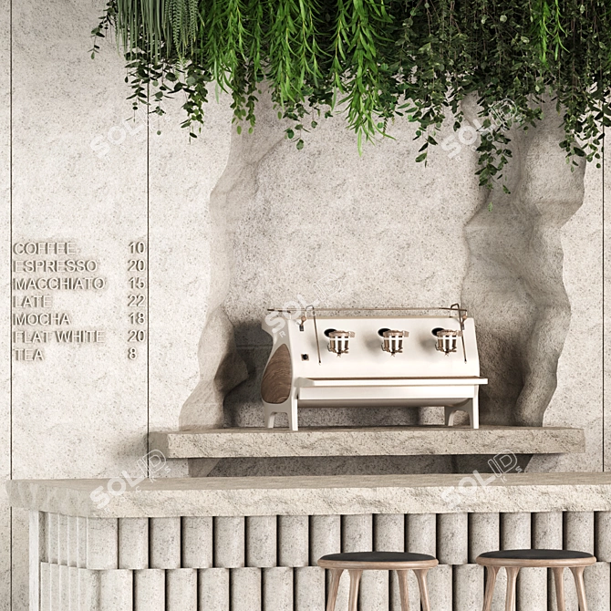 Reception Desk with Hanging Plants 3D model image 2