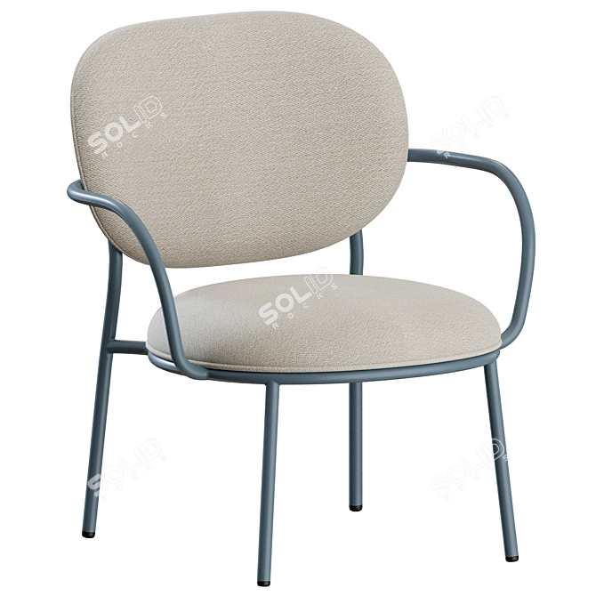 Sleek Modern Stiel Armchair Set 3D model image 5