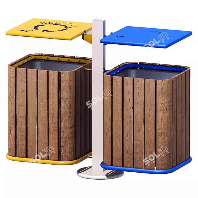 Title: Dual Urban Trash Bin Set 3D model image 3