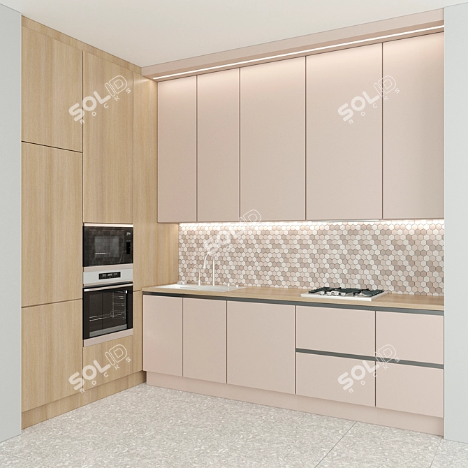 Modern Corner Kitchen Set 3D model image 1