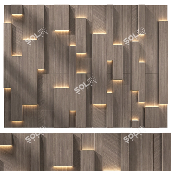 Geometric Wall Panel Decor Design 3D model image 1