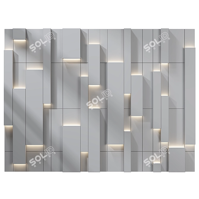 Geometric Wall Panel Decor Design 3D model image 2