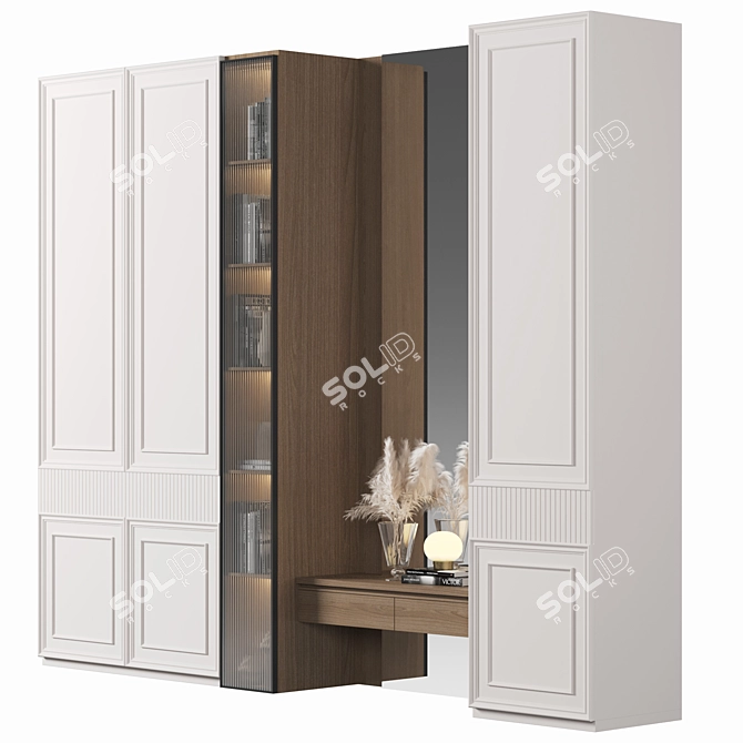 Modern Wood Wardrobe 3D Model 3D model image 1